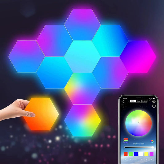 6 Hexagon LED Wall Lights